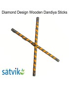 Diamond Design Wooden Dandiya Sticks, 1 Pair of Diamond Design Multi Color Wooden Dandiya Sticks for Navratri Festival